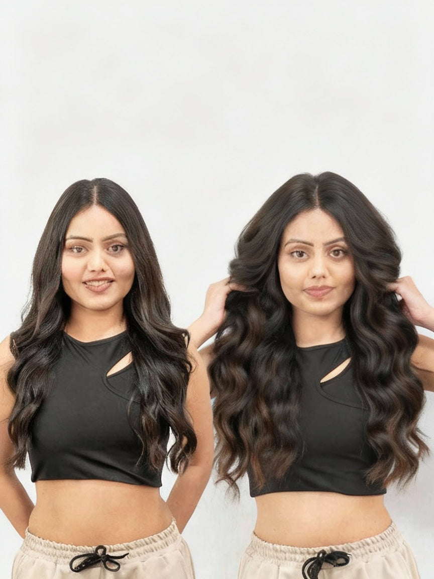 Barrel Brown Balayage | Seamless | 3 Piece Set Clip-In Hair Volumizer