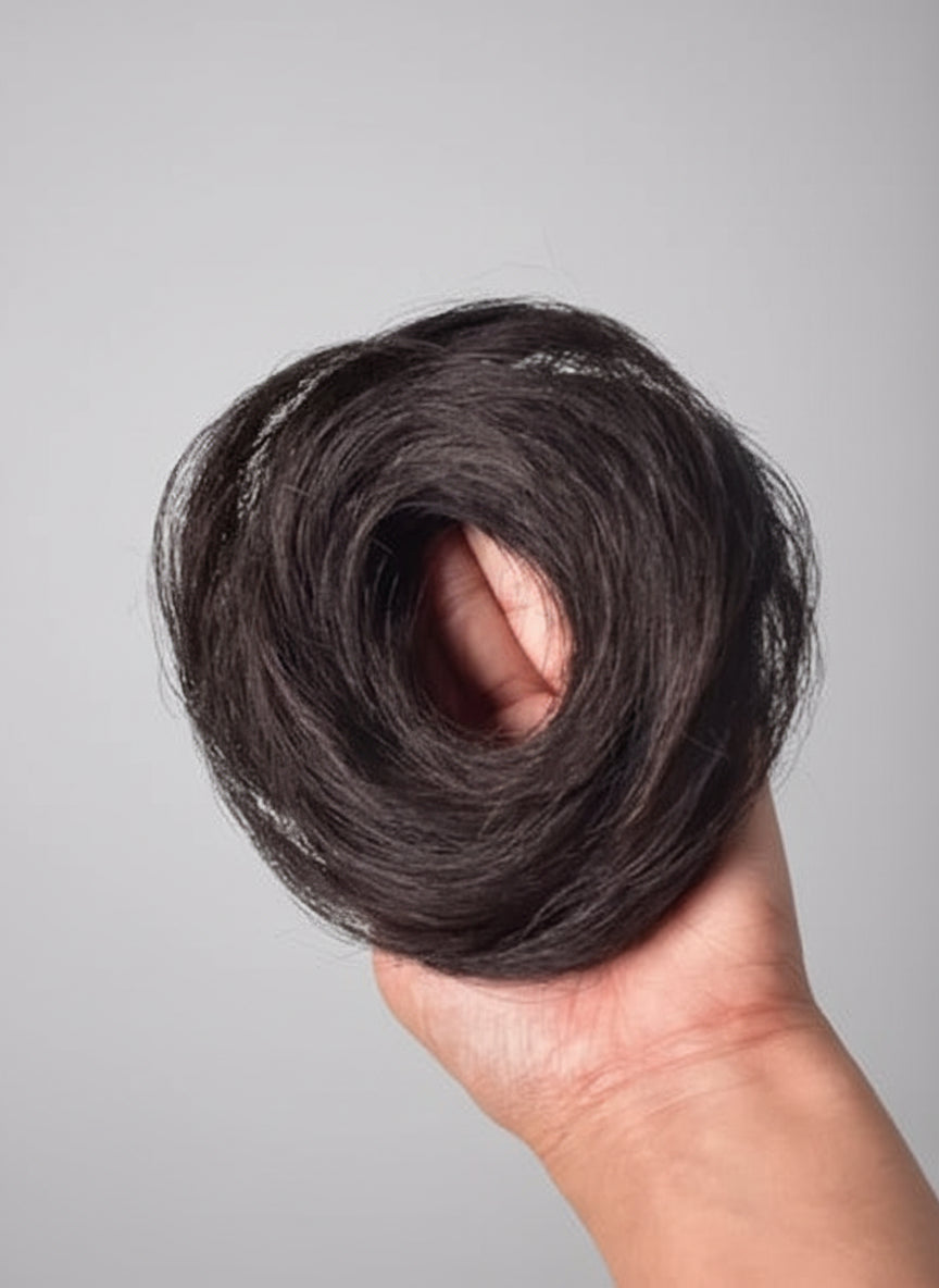 Human Hair Donut Scrunchies Natural Black | Rares Hair
